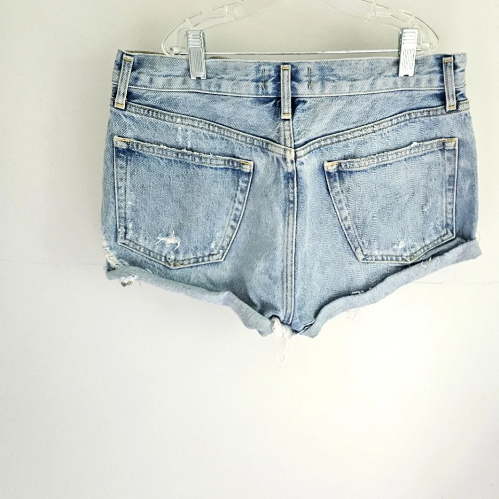 Agolde Light Blue Denim Jean Cut-off Shorts Distressed